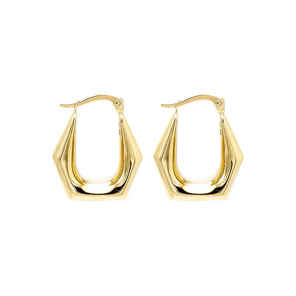 Solid Graduated Octagon Shaped Hoop Earring 14K sold by Adina Eden's product image thumbnail 3