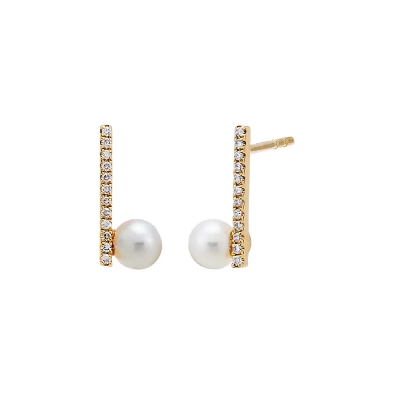 Diamond Pave & Pearl Stud Earring 14K sold by Adina Eden's