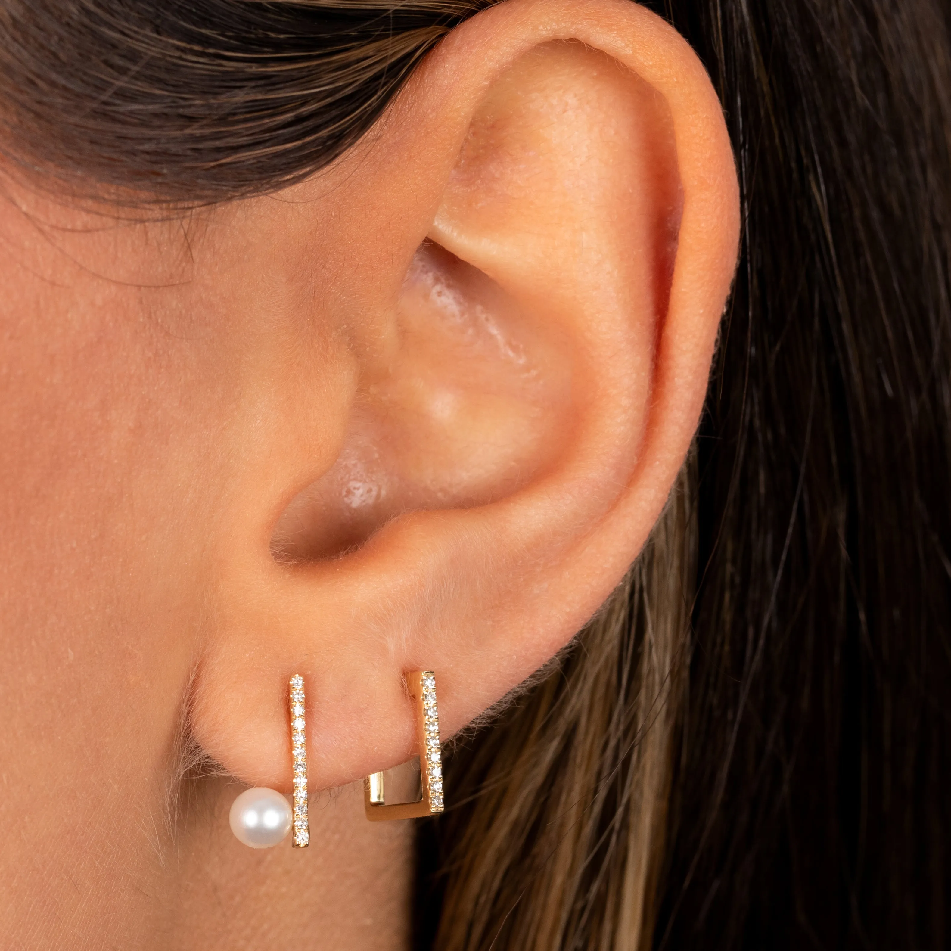 Diamond Pave & Pearl Stud Earring 14K sold by Adina Eden's product image thumbnail 3