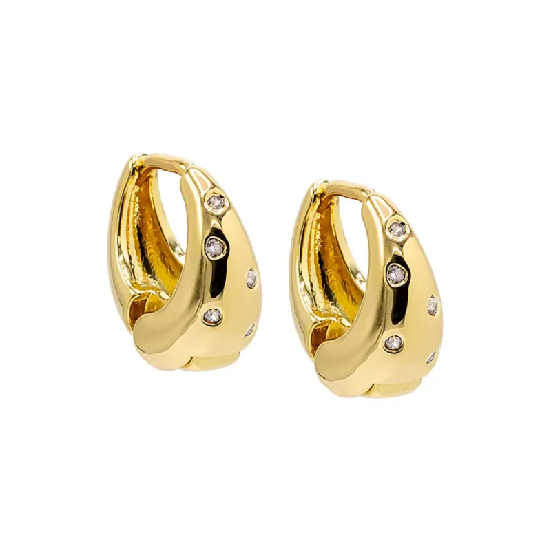 CZ Scattered Indented Graduated Hoop Earring sold by Adina Eden's