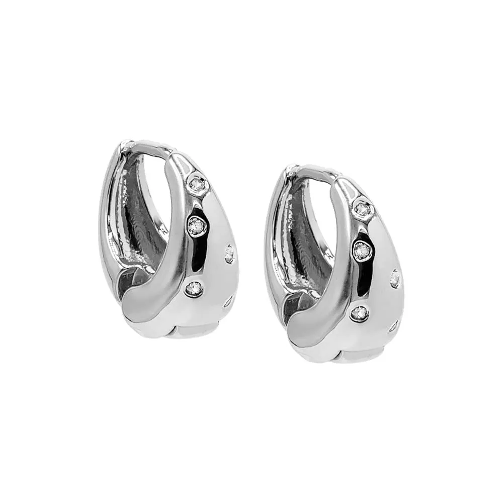 CZ Scattered Indented Graduated Hoop Earring sold by Adina Eden's product image thumbnail 3