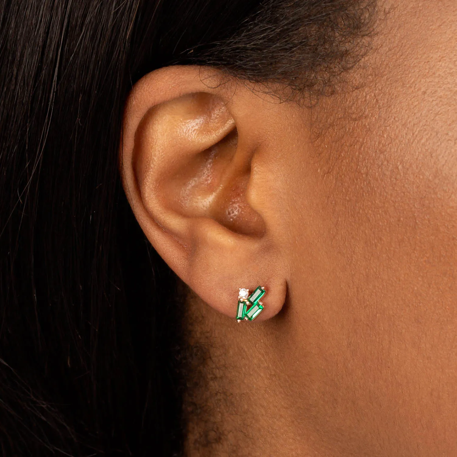 Scattered Baguette Stud Earring sold by Adina Eden's product image thumbnail 5