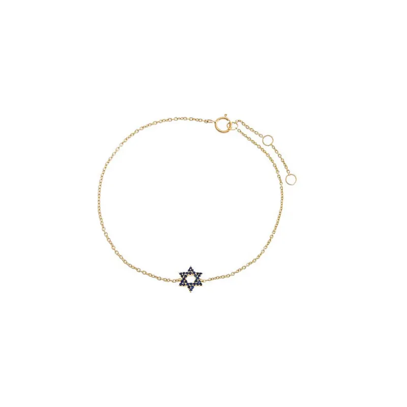 Sapphire Blue Star Of David Bracelet 14K sold by Adina Eden's