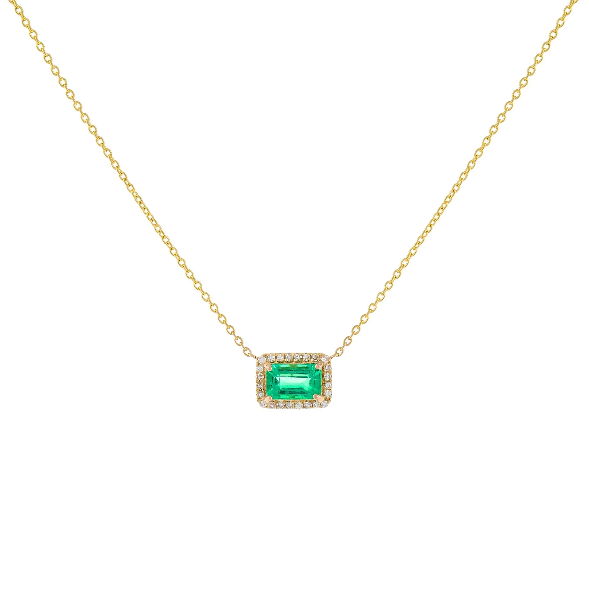 Emerald X Diamond Necklace 14K sold by Adina Eden's