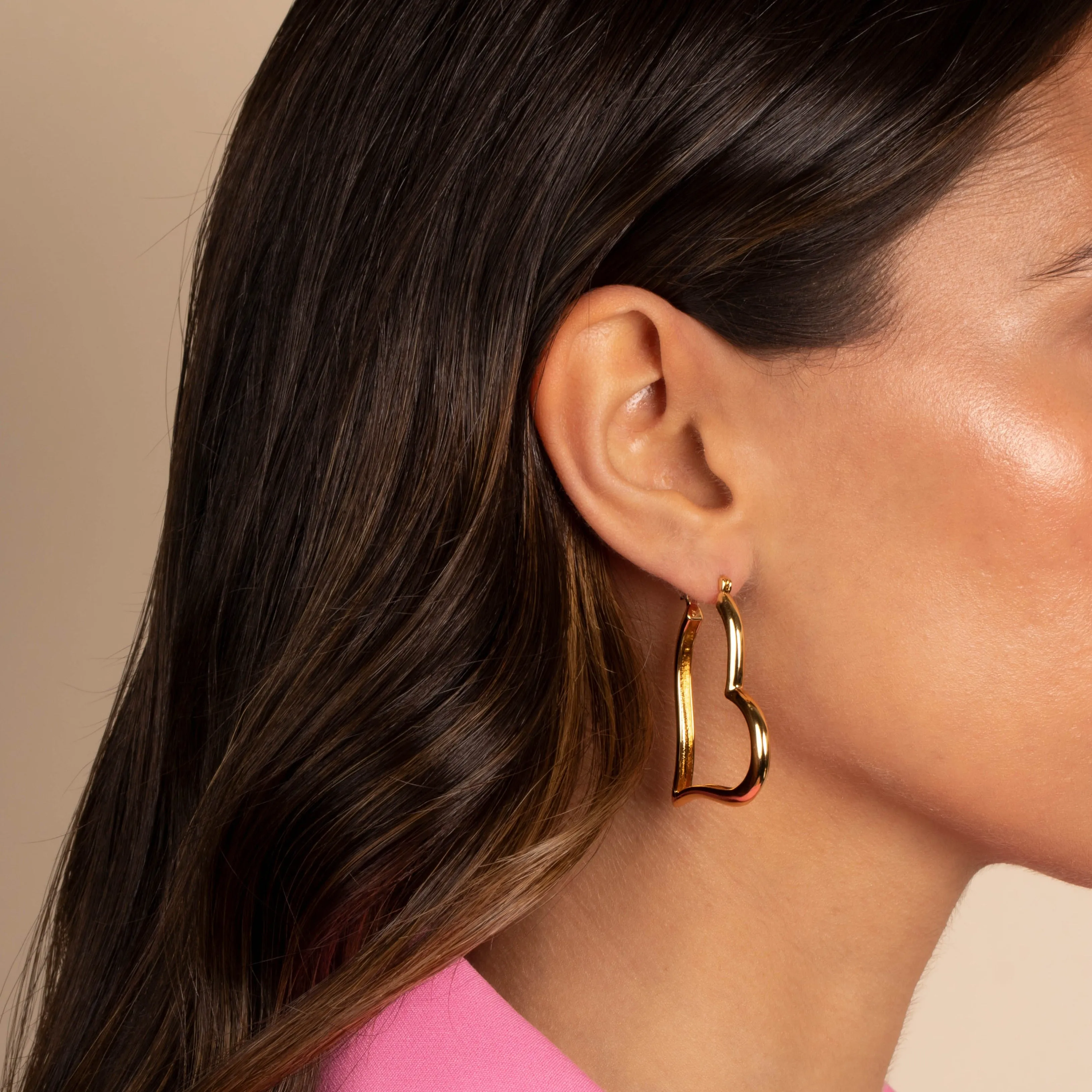 Solid Heart Shape Open Hoop Earring sold by Adina Eden's product image thumbnail 2