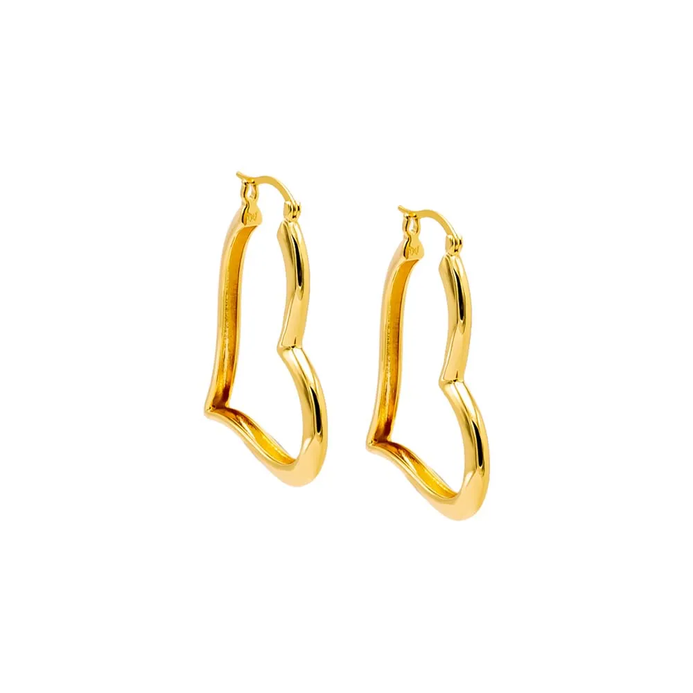 Solid Heart Shape Open Hoop Earring sold by Adina Eden's