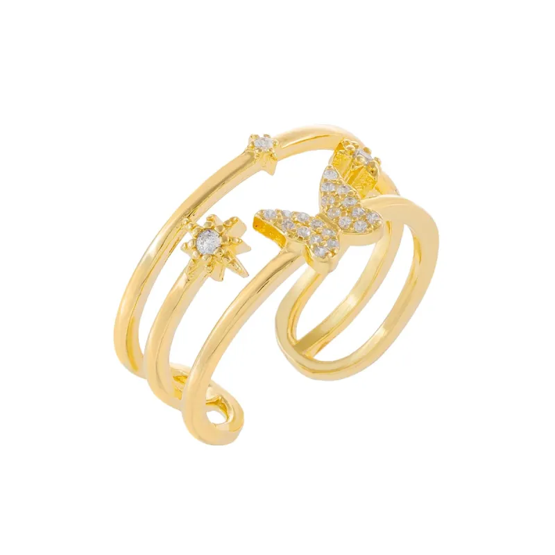 CZ Butterfly Adjustable Ring sold by Adina Eden's