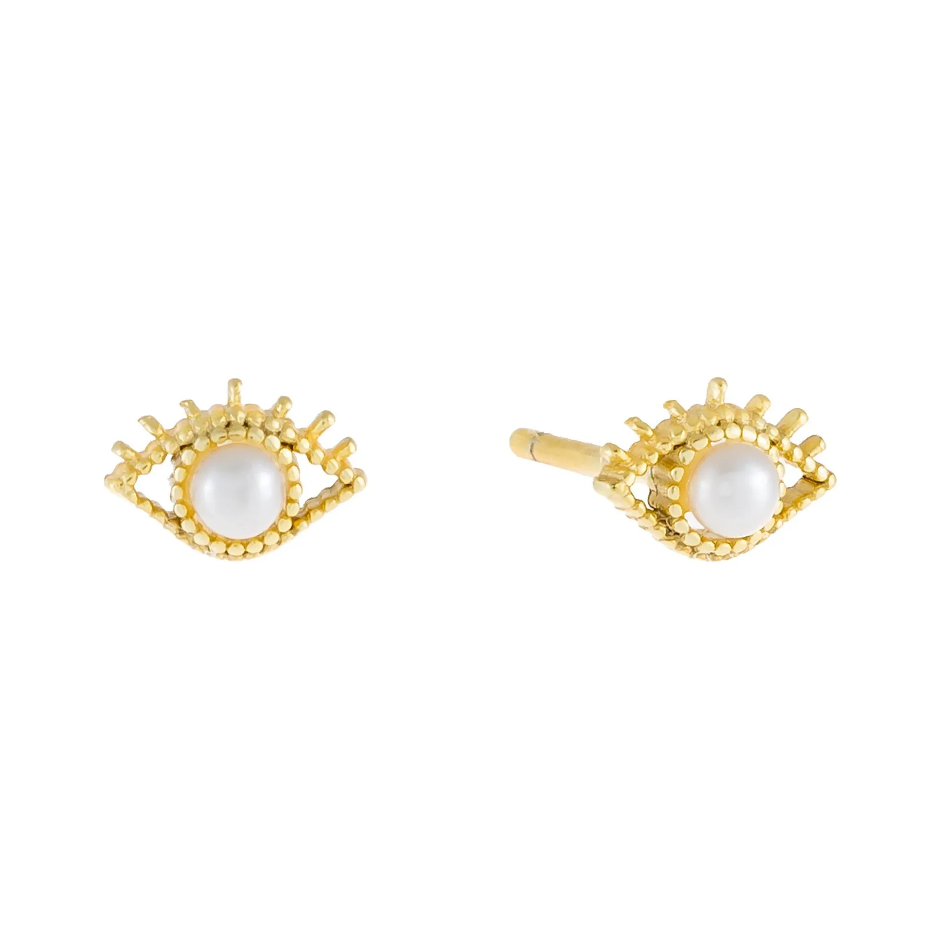 Evil Eye X Pearl Stud Earring sold by Adina Eden's