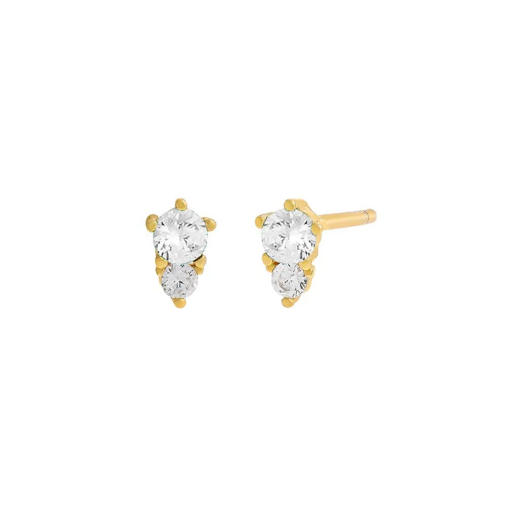 Colored Graduated Double Solitaire Stud Earring sold by Adina Eden's