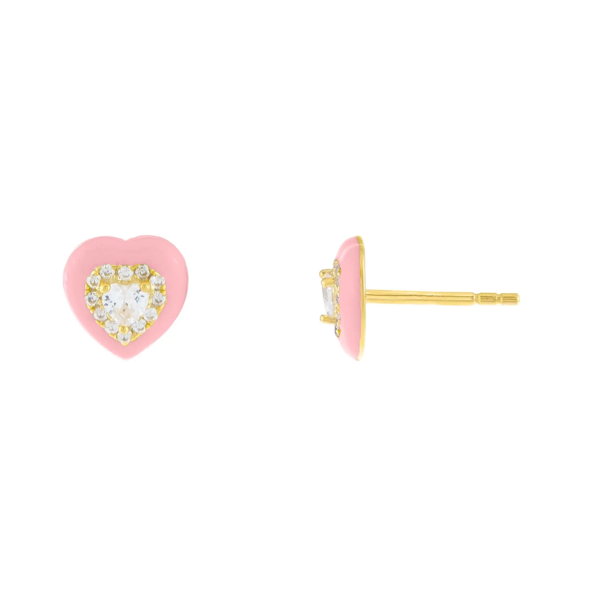 Enamel CZ Heart Stud Earring sold by Adina Eden's