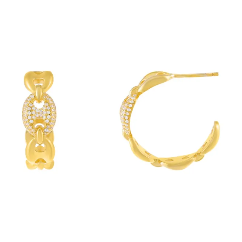 Pavé Accent Mariner Hoop Earring sold by Adina Eden's