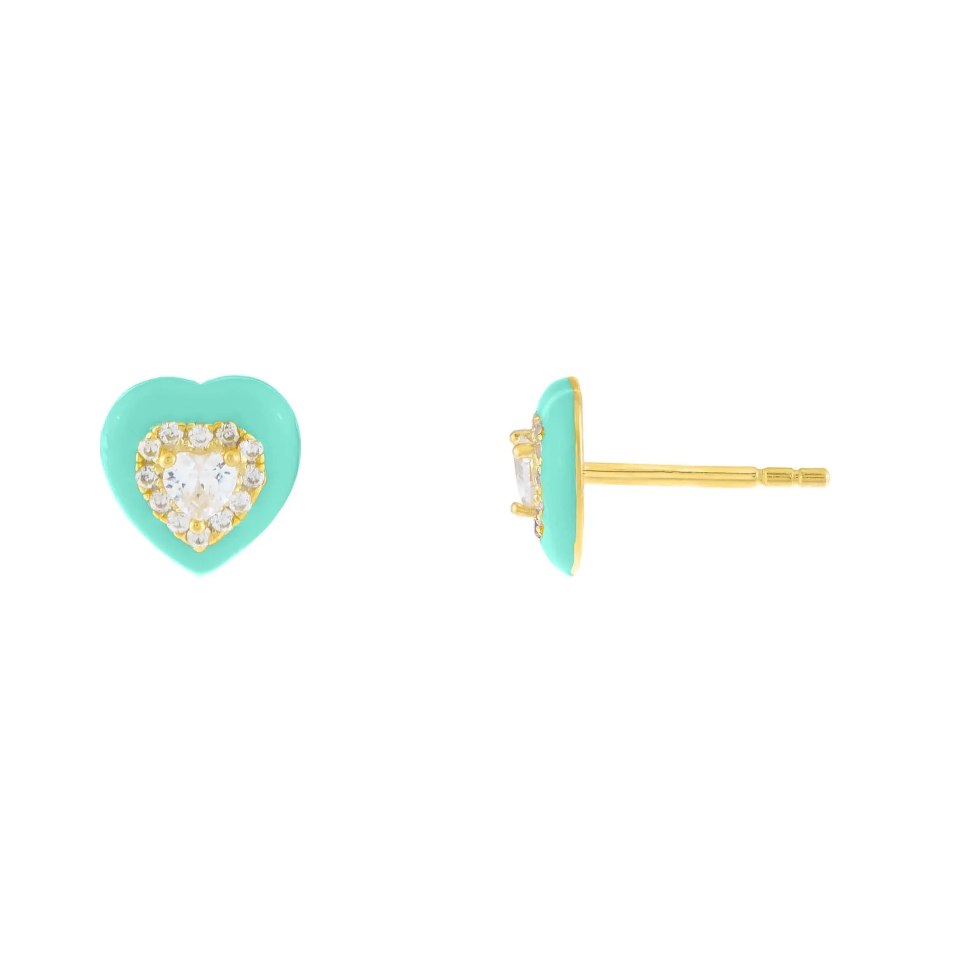 Enamel CZ Heart Stud Earring sold by Adina Eden's product image thumbnail 4