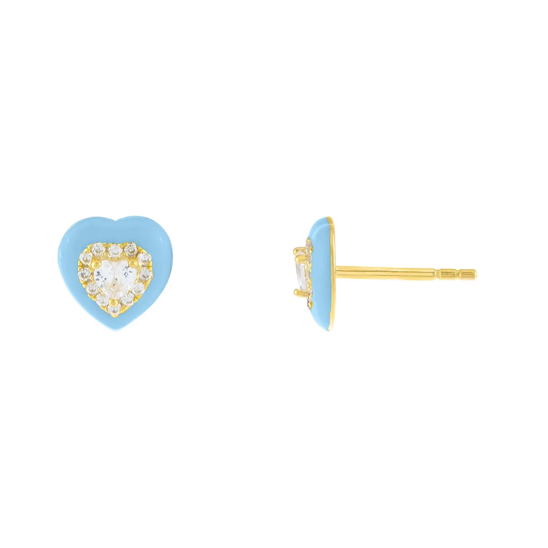 Enamel CZ Heart Stud Earring sold by Adina Eden's product image thumbnail 5