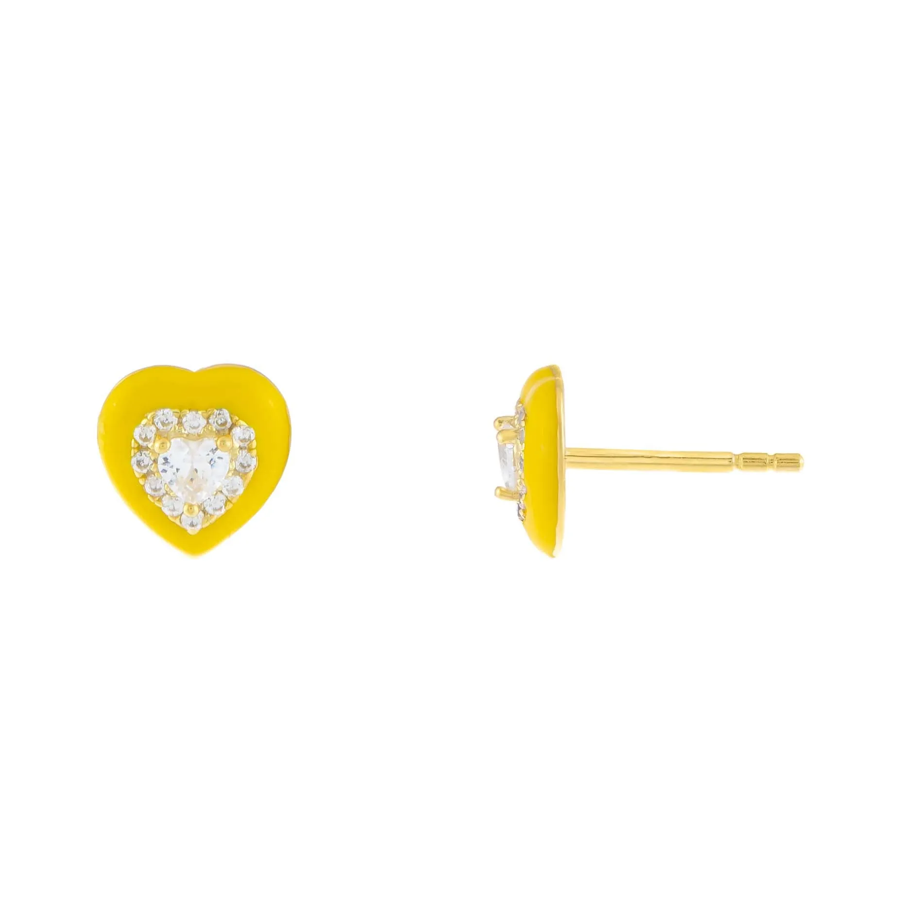 Enamel CZ Heart Stud Earring sold by Adina Eden's product image thumbnail 3