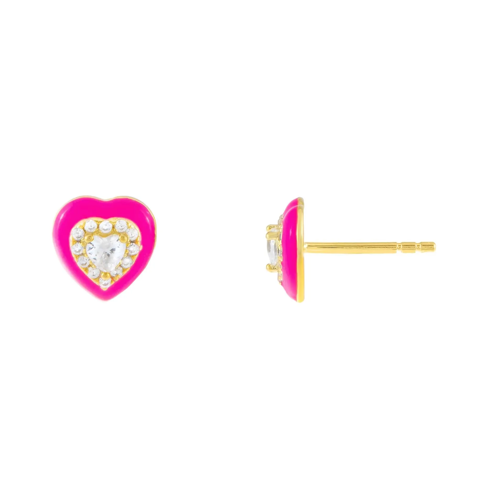 Enamel CZ Heart Stud Earring sold by Adina Eden's product image thumbnail 2