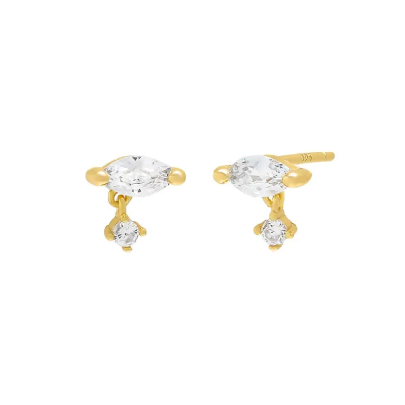 Tiny Marquise Dangling Charm Stud Earring sold by Adina Eden's