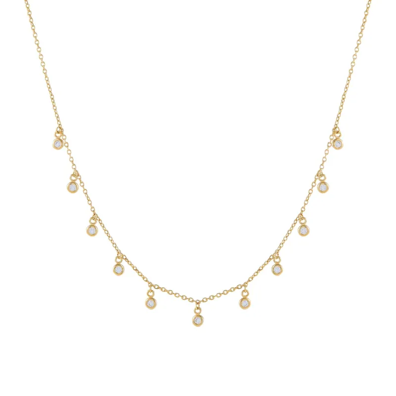 CZ Bezel Dangling Necklace 14K sold by Adina Eden's