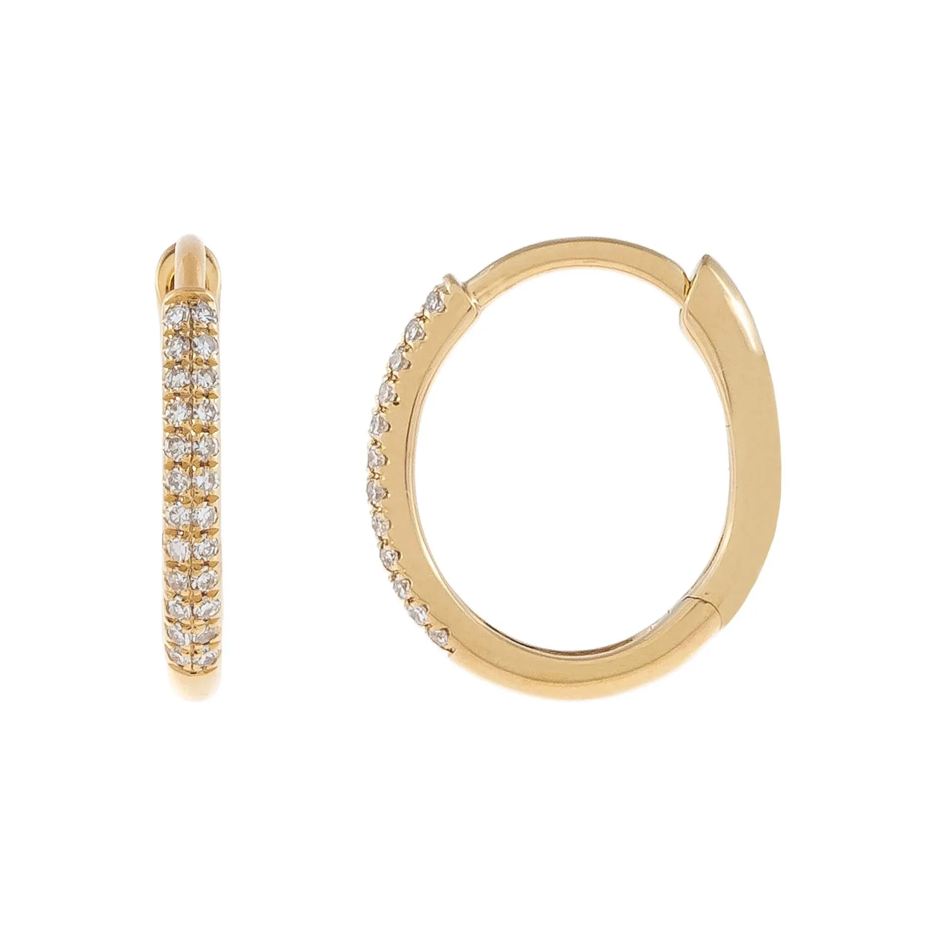 Diamond Oval Huggie Earring 14K sold by Adina Eden's product image thumbnail 5