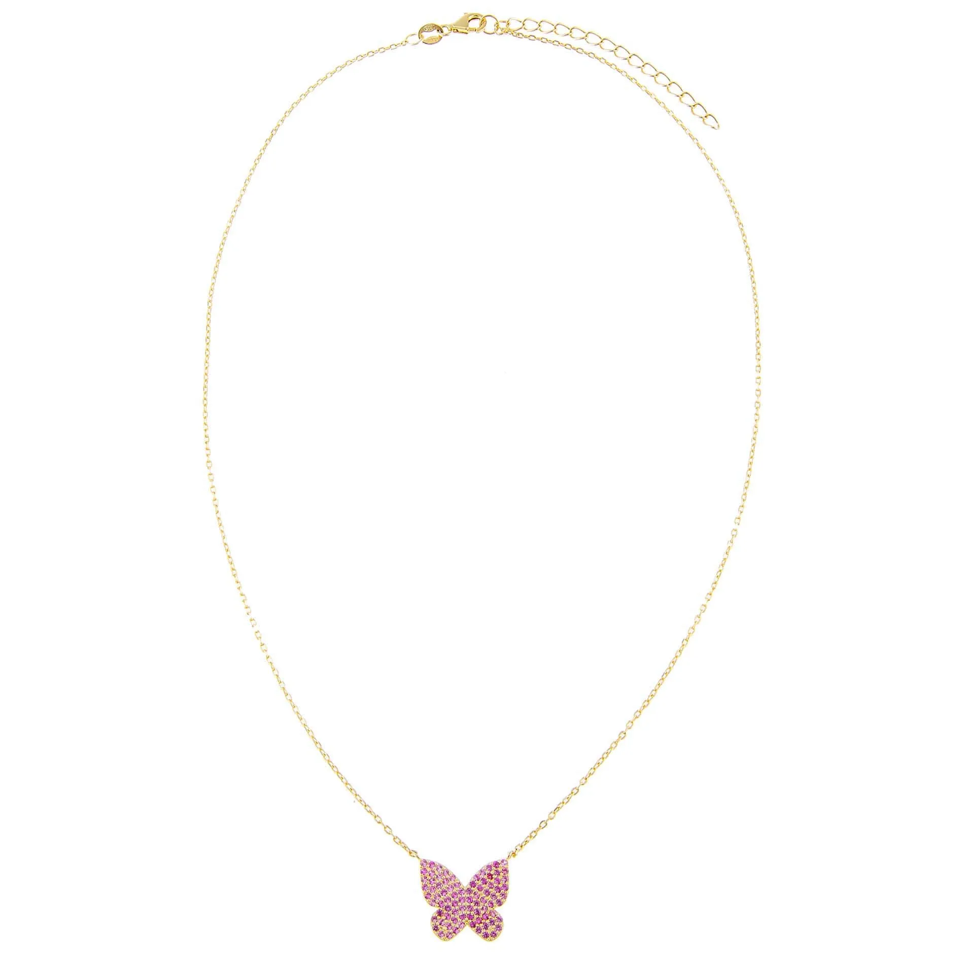 Pavé Pink Butterfly Necklace sold by Adina Eden's product image thumbnail 3