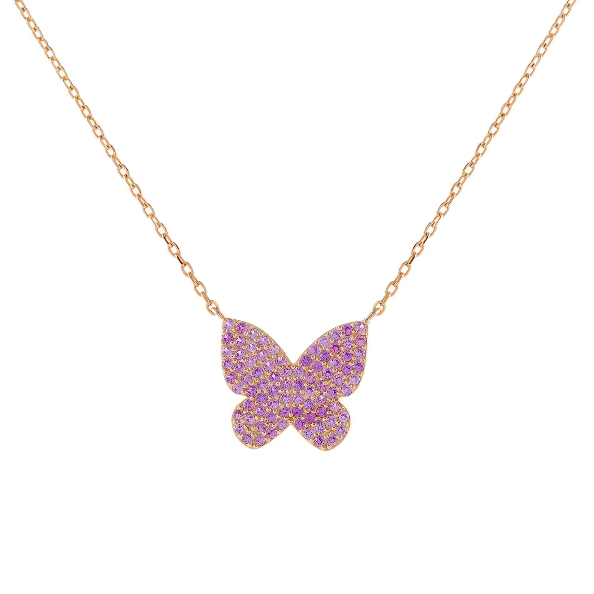 Pavé Pink Butterfly Necklace sold by Adina Eden's product image thumbnail 4