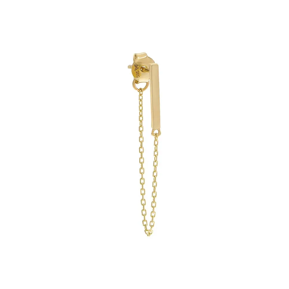 Solid Bar Chain Front Back Drop Stud Earring 14K sold by Adina Eden's product image thumbnail 3