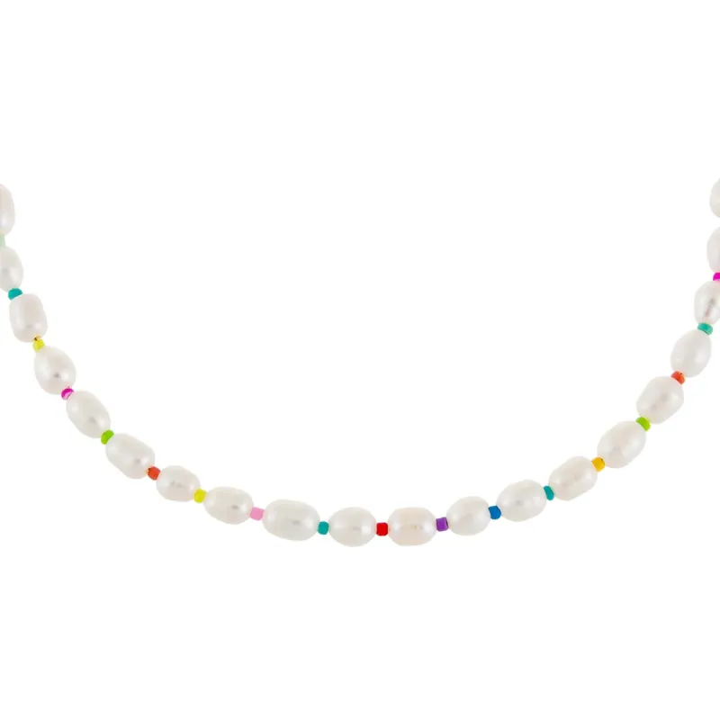 Multi Color Pearl Bead Necklace sold by Adina Eden's