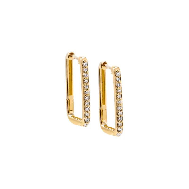 Diamond Pave U Shape Huggie Earring 14K sold by Adina Eden's