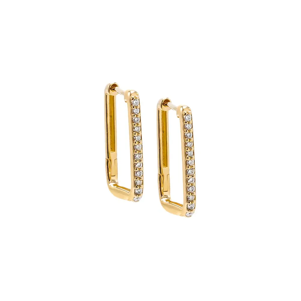 Diamond Pave U Shape Huggie Earring 14K sold by Adina Eden's