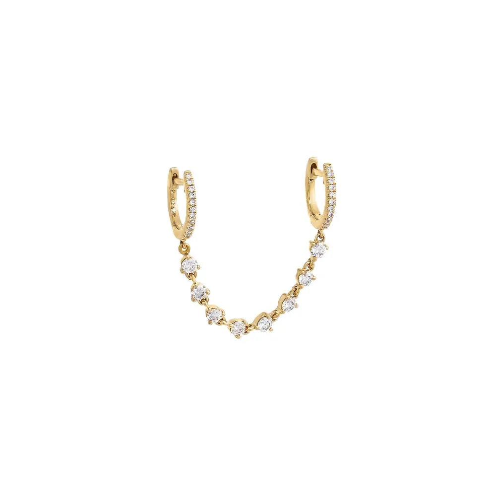 Diamond Chain Double Huggie Earring 14K sold by Adina Eden's