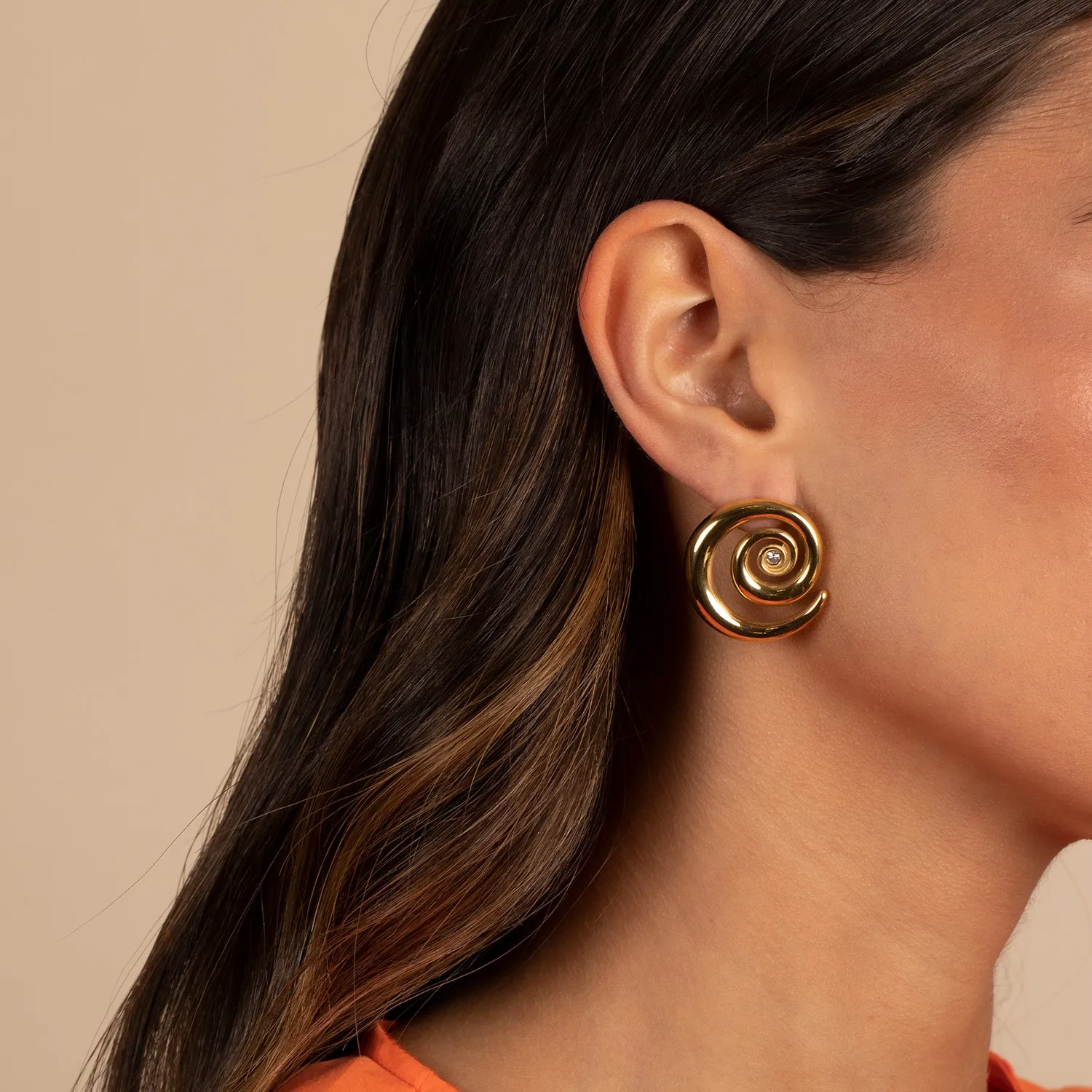 CZ Swirl Stud Earring sold by Adina Eden's product image thumbnail 3