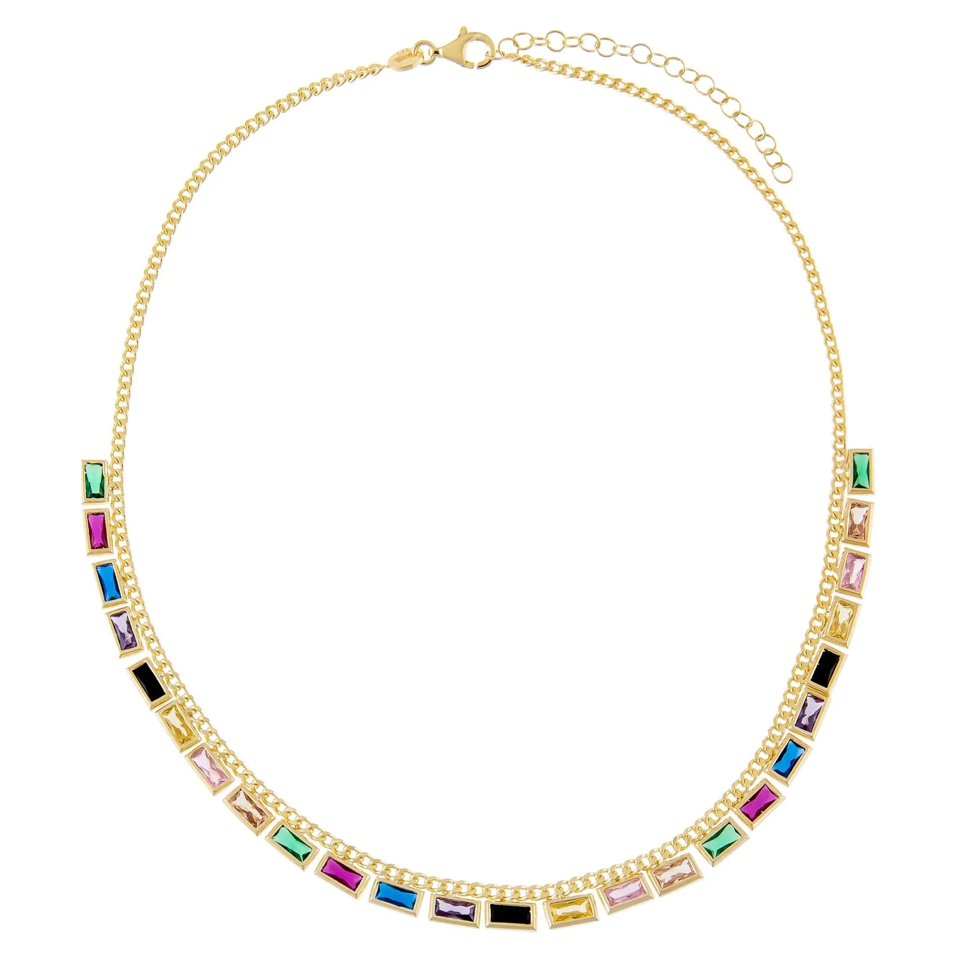 Multi-Color Baguette Cuban Chain Choker sold by Adina Eden's product image thumbnail 3