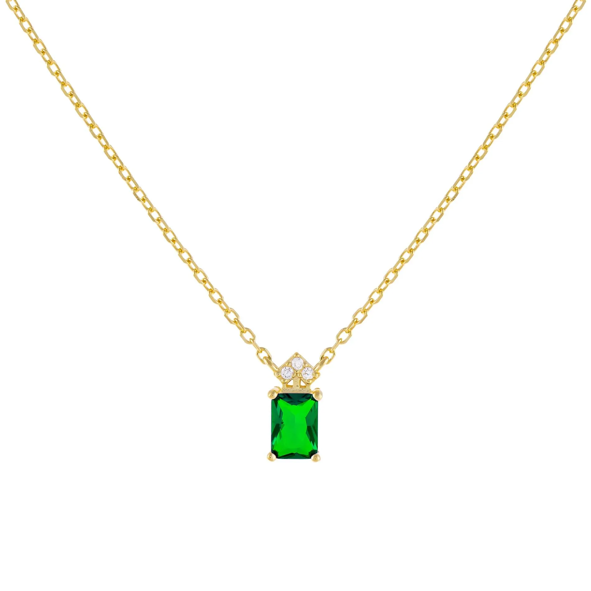 CZ Colored Emerald Stone Necklace sold by Adina Eden's