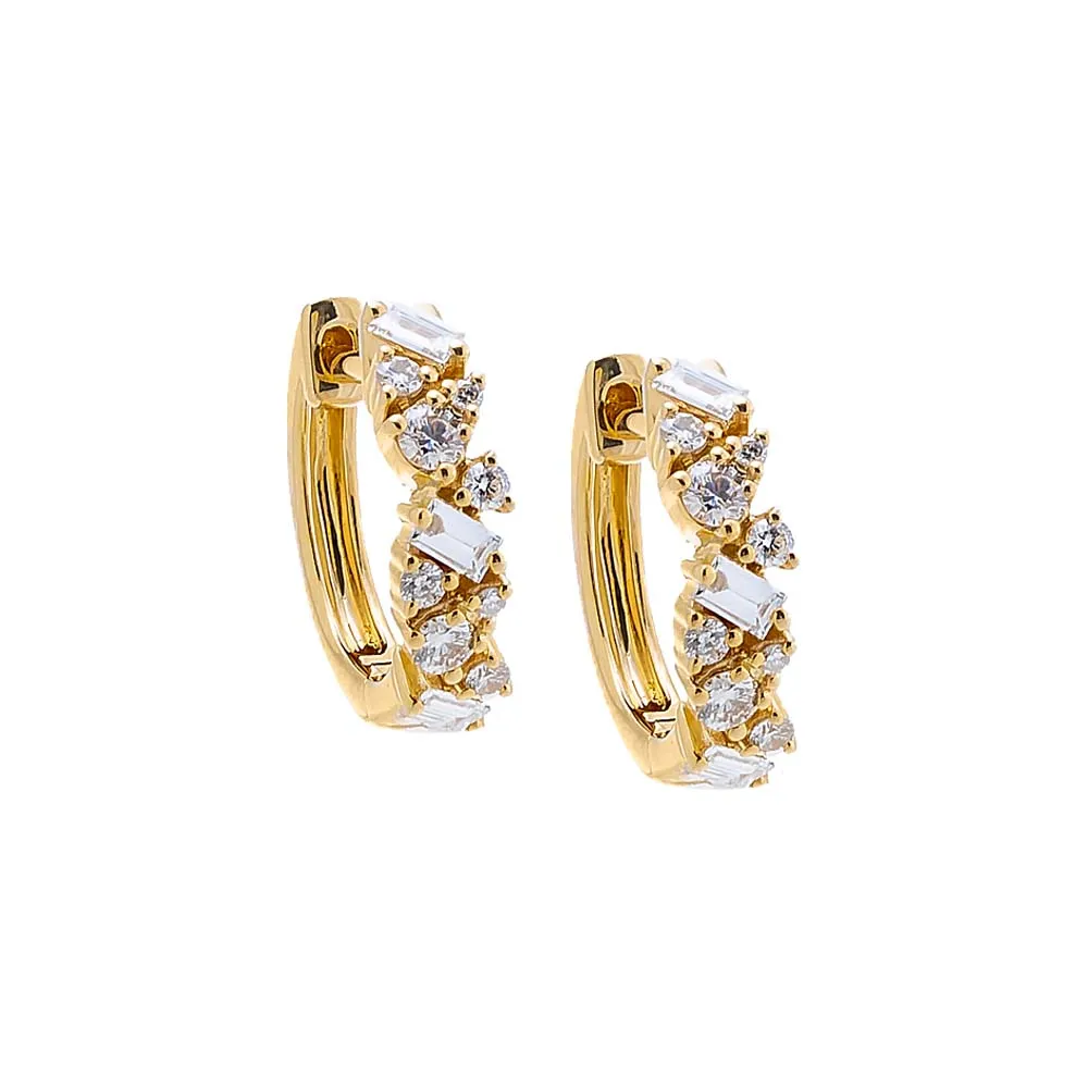 Diamond Multi Shape Huggie Earring 14K sold by Adina Eden's