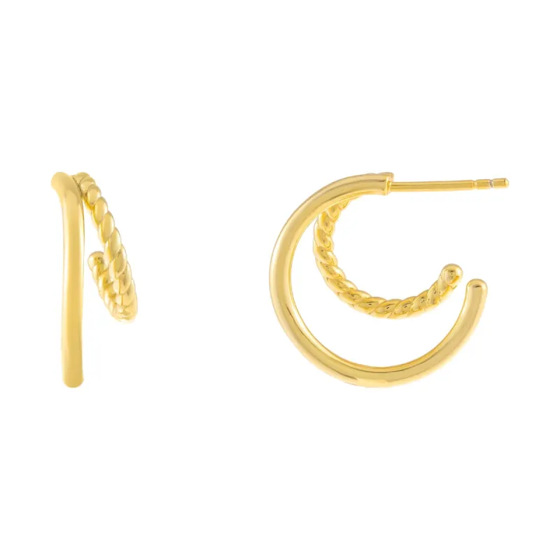 Mixed Double Hoop Earring sold by Adina Eden's