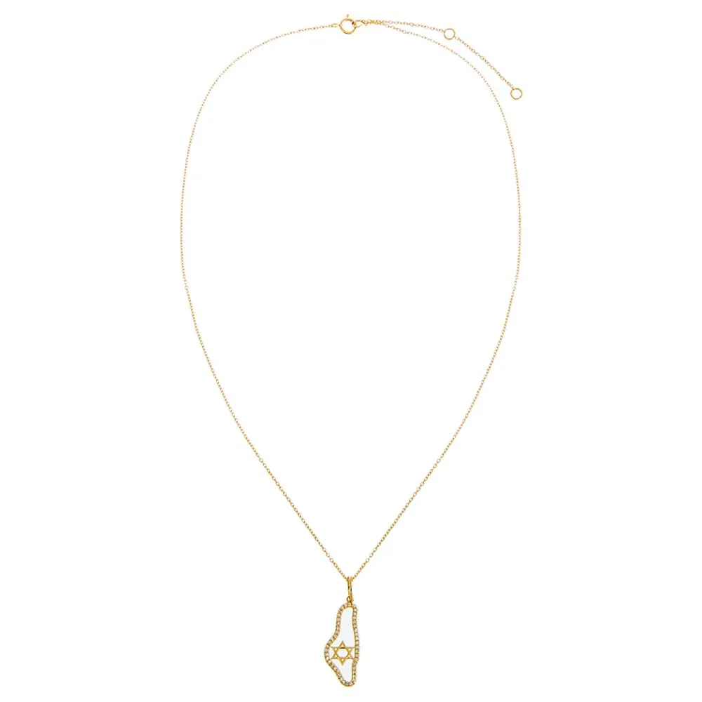 Diamond Pave Map Of Israel Pendant Necklace 14K sold by Adina Eden's product image thumbnail 2