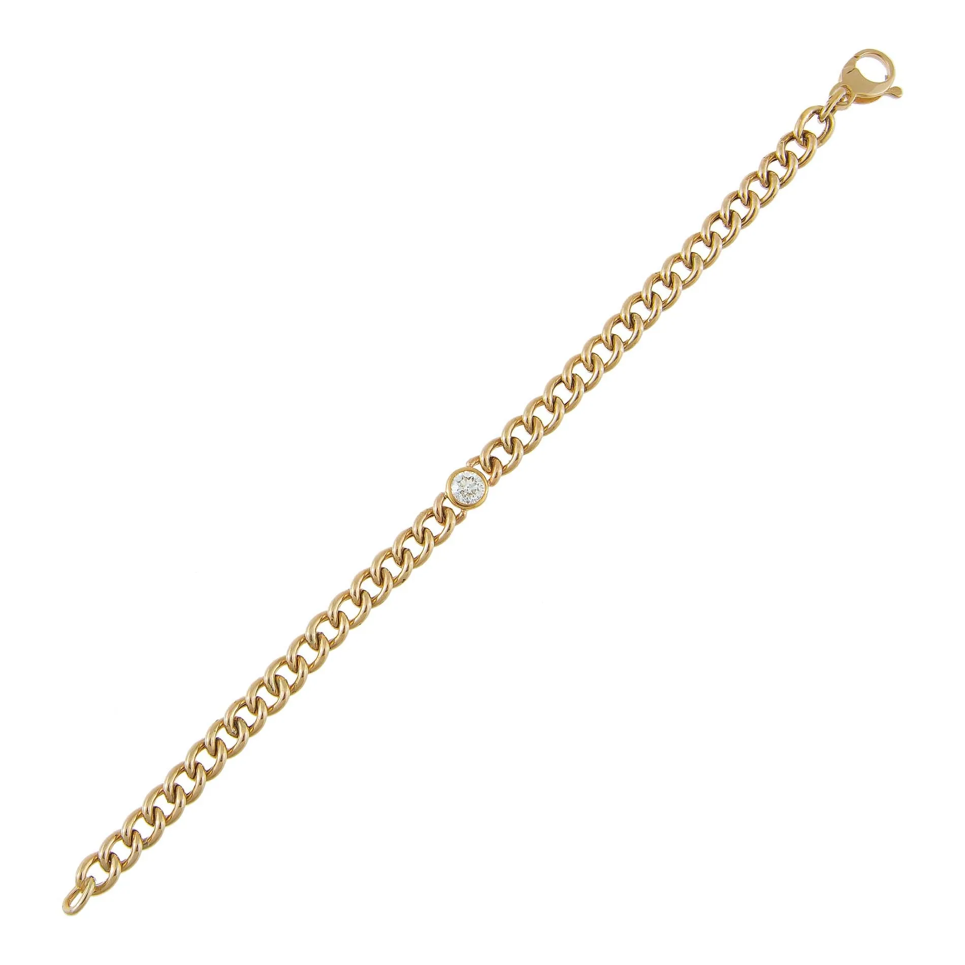 Diamond Bezel X Cuban Link Bracelet 14K sold by Adina Eden's