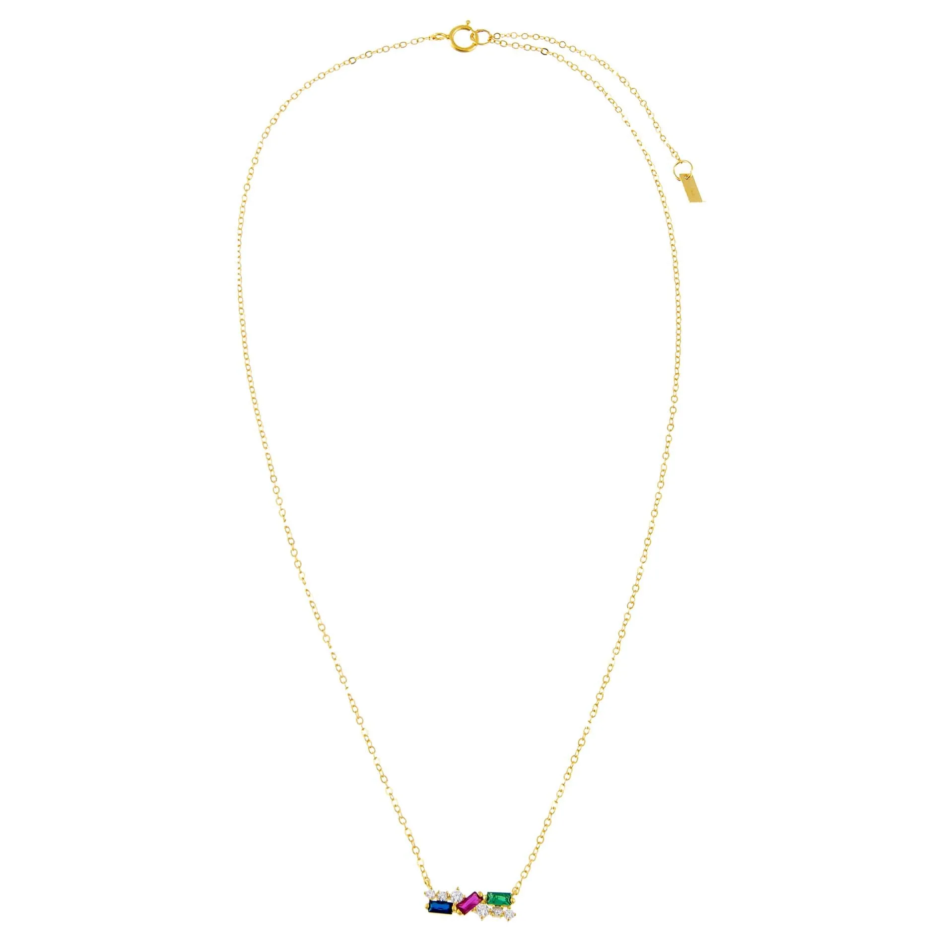 CZ Multi Color Baguette Necklace sold by Adina Eden's product image thumbnail 3