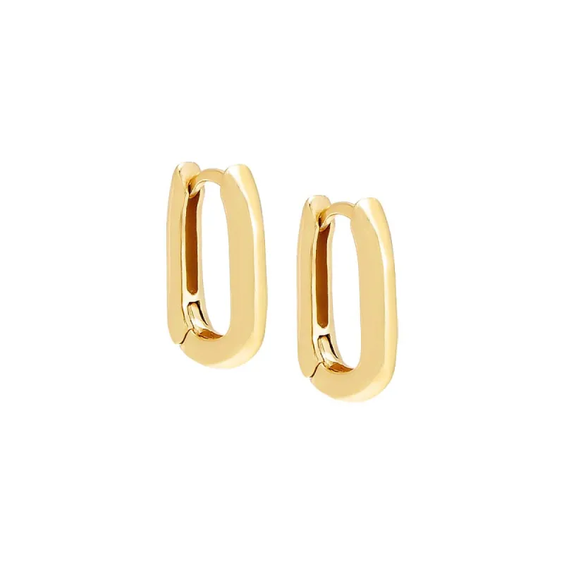 Solid U-Shape Link Huggie Earring sold by Adina Eden's