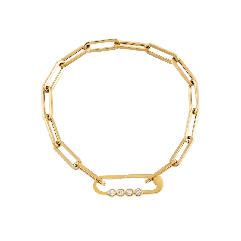 Diamond Bezel Clicker Link Bracelet 14K sold by Adina Eden's