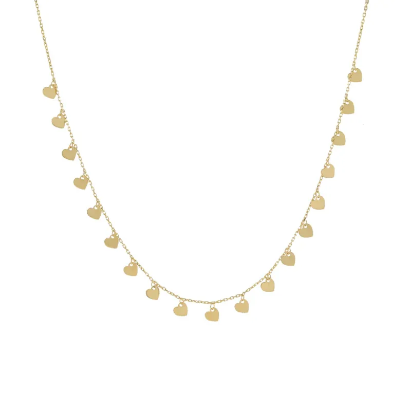 Multi Dangling Heart Necklace 14K sold by Adina Eden's
