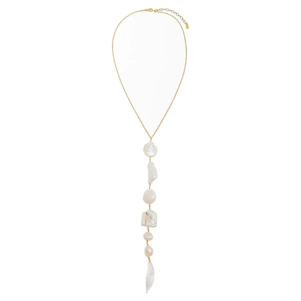 Multi Shape Large Pearl Lariat Necklace sold by Adina Eden's product image thumbnail 4