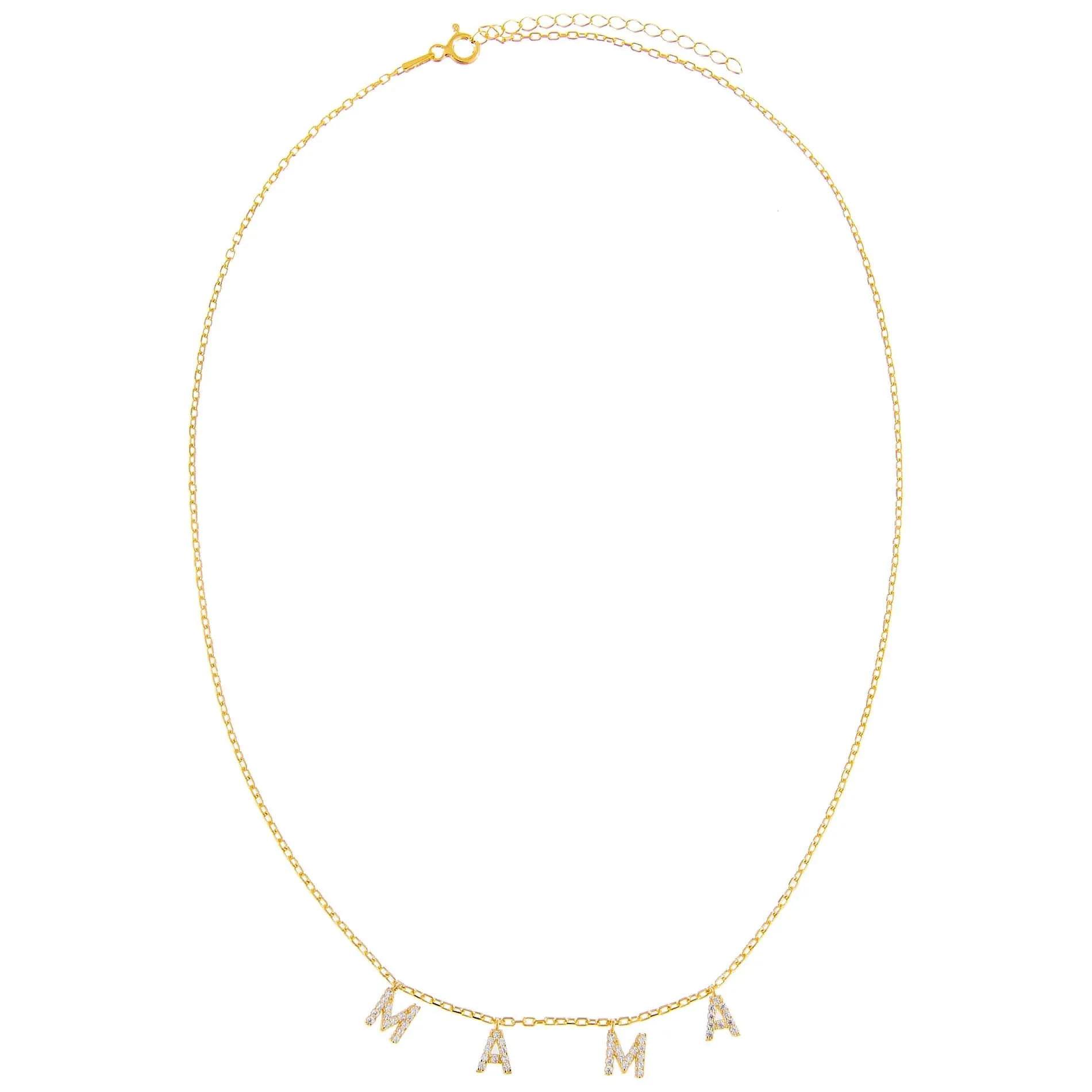 Mini Pavé 'MAMA' Block Name Necklace sold by Adina Eden's product image thumbnail 2