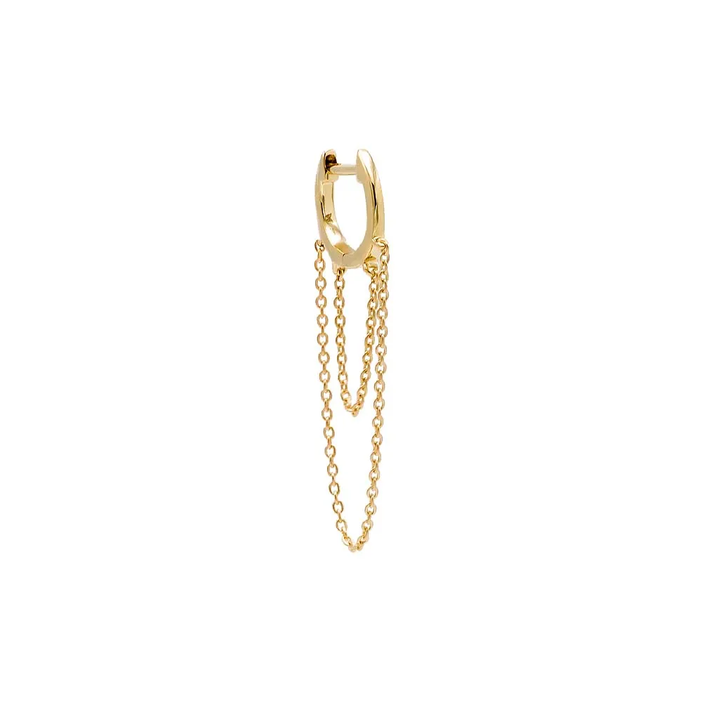 Solid Double Long Chain Huggie Earring 14K sold by Adina Eden's product image thumbnail 3