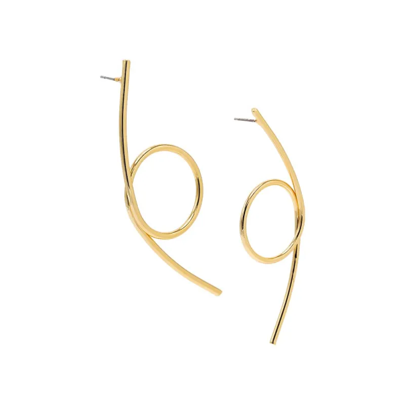 Thin Solid Looped Drop Stud Earring sold by Adina Eden's