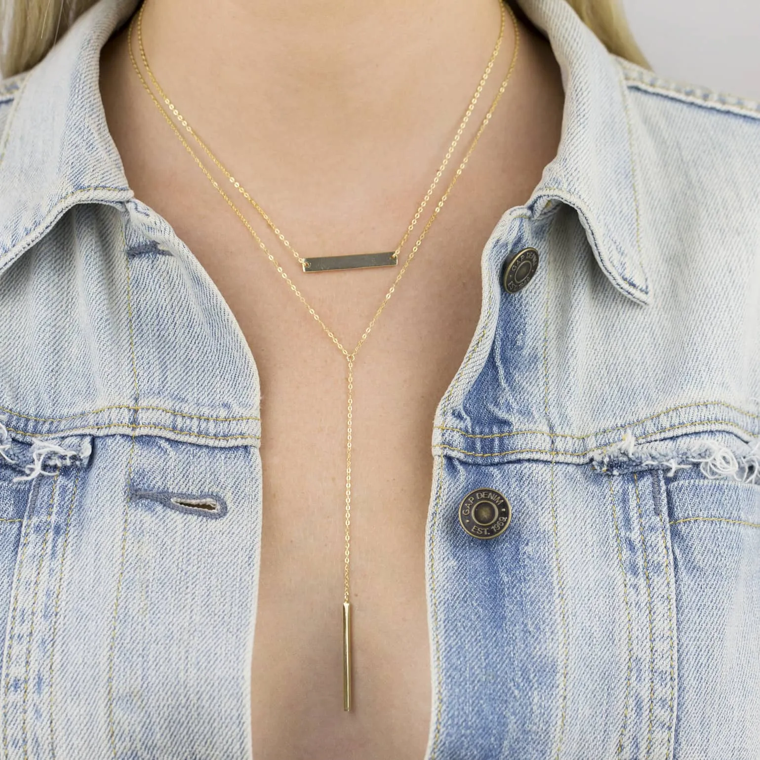 Solid Bar Drop Necklace sold by Adina Eden's product image thumbnail 3