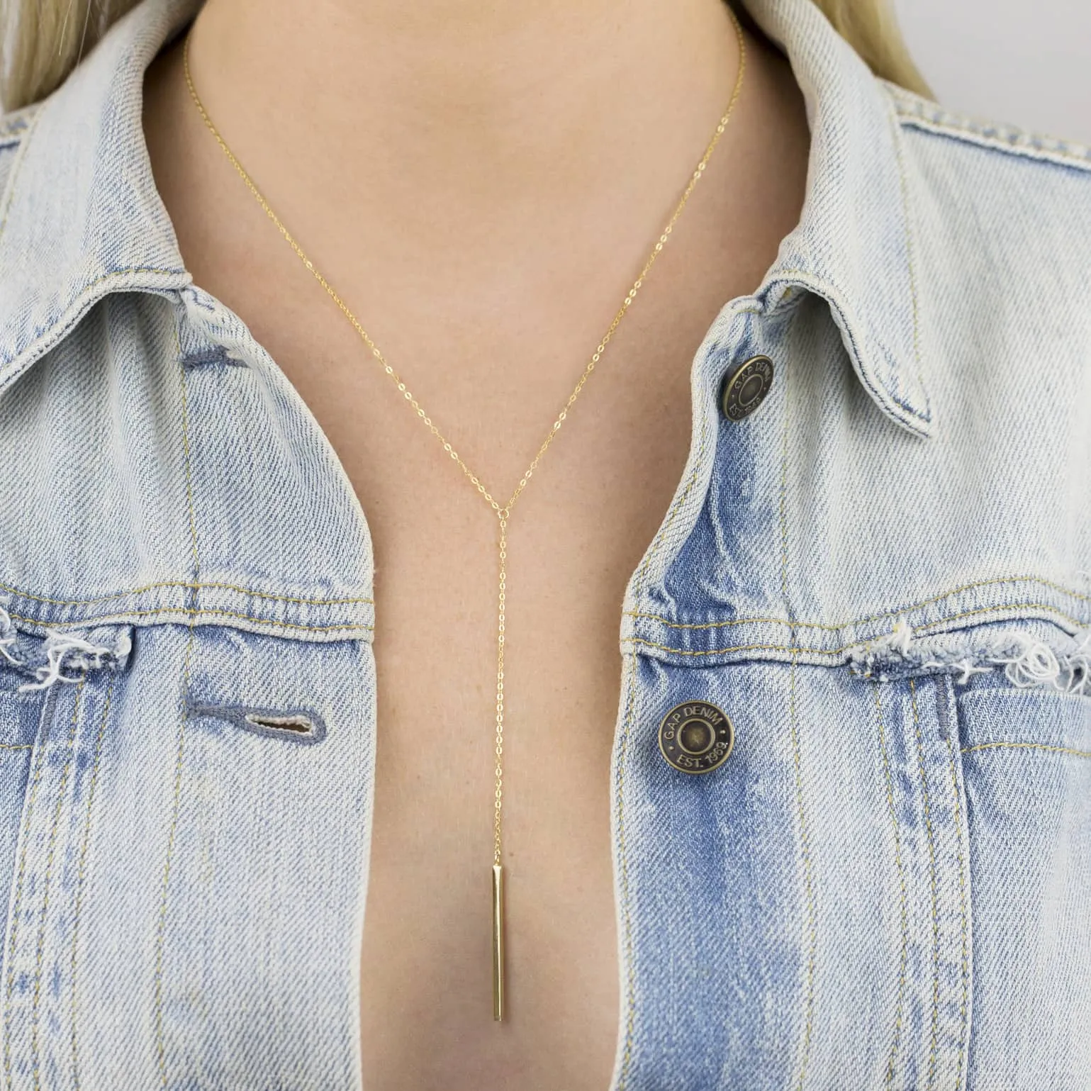 Solid Bar Drop Necklace sold by Adina Eden's product image thumbnail 2