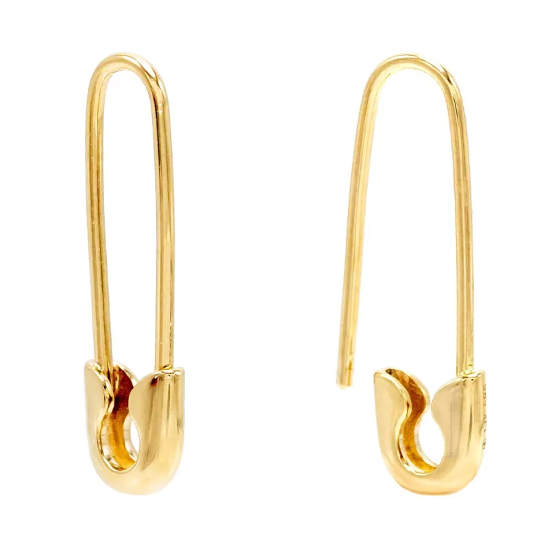 Solid Safety Pin Earring 14K sold by Adina Eden's