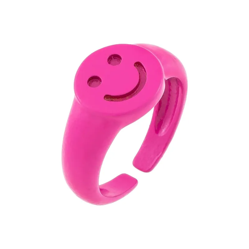 Enamel Adjustable Smiley Ring sold by Adina Eden's