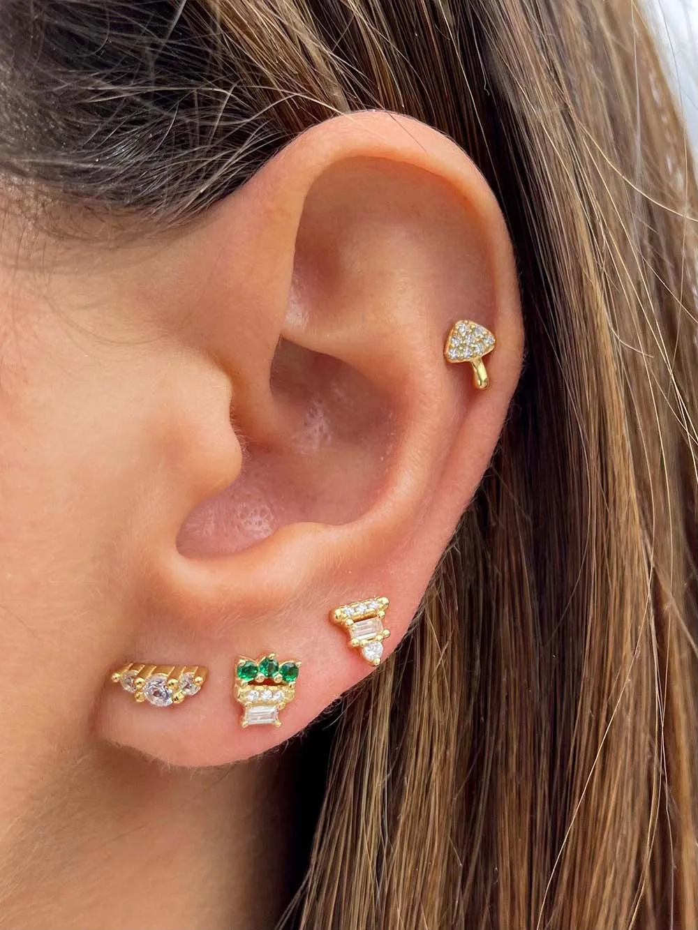 Multi CZ Triangle Stud Earring sold by Adina Eden's product image thumbnail 2