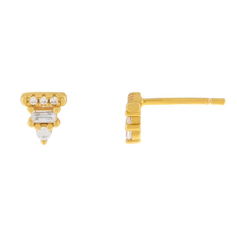 Multi CZ Triangle Stud Earring sold by Adina Eden's